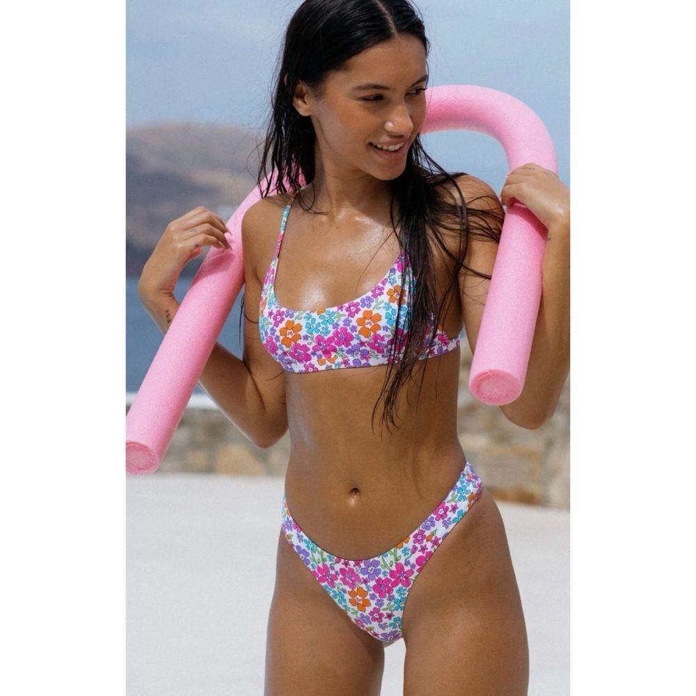 NWT Bright Swimwear Citrus Floral Bali High Cut Bikini Set Size S